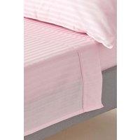 Homescapes Egyptian Cotton Satin Stripe Flat Sheet 330 Thread Count in Pink | Size: Super King Flat