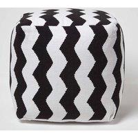 Homescapes Square Style Bean Footstool in Black