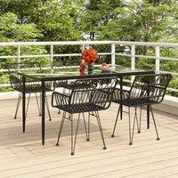 Berkfield Home 5 Piece Garden Dining Set Black Poly Rattan