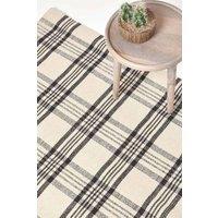 Homescapes Logan Tartan Check Non-Slip 100% Wool Hall Runner, 66 x 200 cm in Natural White | Size: 66 cm x 200 cm