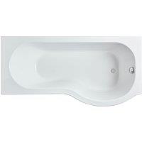 Balterley Modern P Shape Right Hand Shower Bath Tub with Leg Set, 1600mm - White