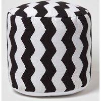 Homescapes Circular Round Bean Footstool in Black