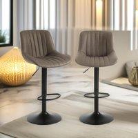 FURNOS 2PC Height Adjustable 360 PU Leather Swivel Barstools Set in Brown