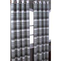 Homescapes Cotton Morocco Striped Curtain Pair in Light Grey | Size: 167 cm width x 228 cm drop