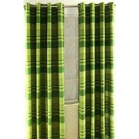Homescapes Cotton Morocco Striped Curtain Pair in Green | Size: 167 cm width x 228 cm drop