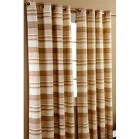 Homescapes Cotton Morocco Striped Curtain Pair in Beige | Size: 167 cm width x 183 cm drop