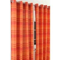 Homescapes Cotton Morocco Striped Curtain Pair in Terracotta | Size: 167 cm width x 228 cm drop