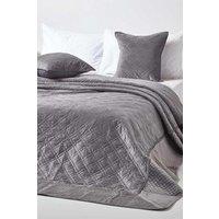 Homescapes Luxury Quilted Velvet Bedspread Geometric Pattern Throw in Dark Grey | Size: Double