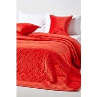Homescapes Luxury Quilted Velvet Bedspread Geometric Pattern Throw in Burnt Orange | Size: Double