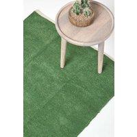 Homescapes 100% Cotton Plain Chenille Rug in Dark Olive | Size: 110 cm x 170 cm