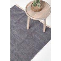 Homescapes 100% Cotton Plain Chenille Rug in Dark Grey | Size: 110 cm x 170 cm