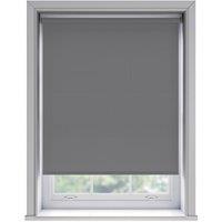 UNKNOWN No Drill Slate Grey Thermal Blackout Roller Blind 170cm Drop in Mid Grey | Size: 130 cm