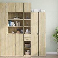 Berkfield Home Slim Storage Cabinet Sonoma Oak 30x42.5x225 cm Engineered Wood in Brown