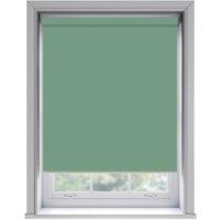UNKNOWN No Drill Basil Thermal Blackout Roller Blind 170cm Drop in Green | Size: 145 cm