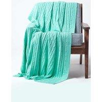 Homescapes Cotton Cable Knit Throw Soft & Cosy Vintage Blanket in Green | Size: 150 cm x 200 cm