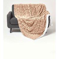 Homescapes Geometric Triangle Velvet Throw in Brown | Size: 200 cm x 230 cm