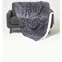 Homescapes Geometric Triangle Velvet Throw in Dark Grey | Size: 200 cm x 230 cm