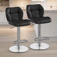 FURNOS 2PC Height Adjustable 360 Swivel Barstools Set With Backrest in Black