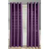 Homescapes Cotton Rajput Ribbed Curtain Pair in Purple | Size: 167 cm width x 183 cm drop