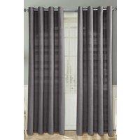 Homescapes Cotton Rajput Ribbed Curtain Pair in Charcoal | Size: 167 cm width x 183 cm drop