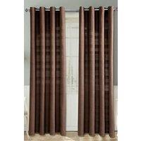Homescapes Cotton Rajput Ribbed Curtain Pair in Chocolate | Size: 167 cm width x 183 cm drop