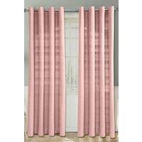 Homescapes Cotton Rajput Ribbed Curtain Pair in Pink | Size: 167 cm width x 183 cm drop