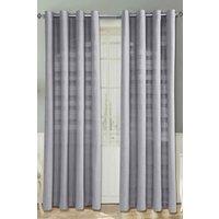 Homescapes Cotton Rajput Ribbed Curtain Pair in Silver | Size: 167 cm width x 228 cm drop