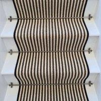 RainbowHome Stripe Quality Wool Stair Runner Loop Pile With 100% Pure Wool Edge in Black | Size: 60 cm x 700 cm