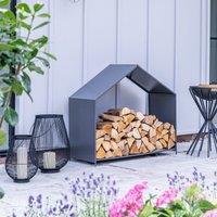 Ivyline Outdoor House Zinc Log Storage H88cm D100cm in Silver