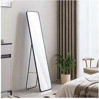 Black Bedroom Rounded Rectangular Floor Mirror Wall Mounted Full-Length Mirror, 47cm W x 157cm H