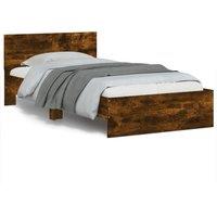 Berkfield Home Bed Frame without Mattress with Headboard Smoked Oak 100x200 cm in Brown