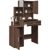 Berkfield Home Dressing Table with Cabinet Brown Oak 80x35x132 cm | Size: 80 x 35 x 132 cm