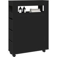 Berkfield Home Narrow Bathroom Cabinet with Wheels Black Engineered Wood