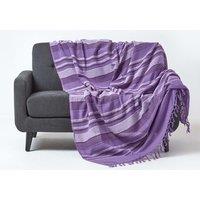 Homescapes Cotton Morocco Striped Throw in Mauve | Size: 255 cm x 360 cm