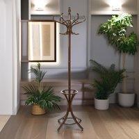 Rafaelo Mobilia Wooden Coat Stand With 12 Hooks in Walnut
