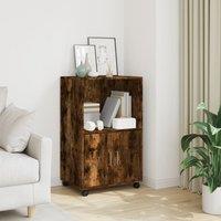 Berkfield Home Rolling Cabinet Smoked Oak 55x40x91 cm Engineered Wood in Brown | Size: 55 x 40 x 91 cm