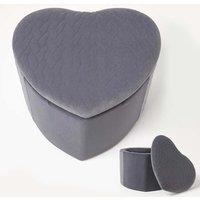 Homescapes Arundel Heart-Shaped Velvet Footstool with Storage in Grey