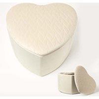 Homescapes Arundel Heart-Shaped Velvet Footstool with Storage in Cream
