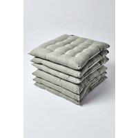 Homescapes 6 Pack Seat Pads Luxury 100% Cotton Indoor Outdoor Garden Cushion, 40cm in Grey | Size: 40 cm x 40 cm