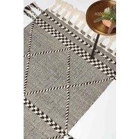 Homescapes Edessa Black & White Kilim Wool Rug | Size: 90 cm x 150 cm
