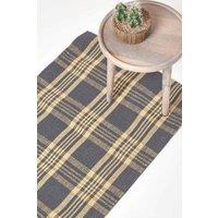 Homescapes Douglas Tartan Check Non-Slip 100% Wool Hall Runner, 66 x 200 cm in Grey | Size: 66 cm x 200 cm