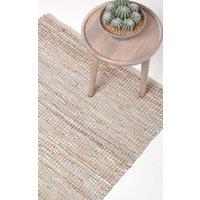 Homescapes Madras Leather Hemp Rug in Natural | Size: 120 cm x 180 cm