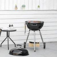 OUTSUNNY Portable Kettle Charcoal Grill BBQ Smoker w/ Cover, Lid, & Thermometer in Black