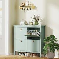 HOMCOM 4 Drawer Shoe Cabinet with Flip Doors for Hallway, Entryway in Green | Size: Large