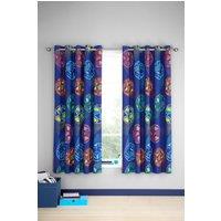 Catherine Lansfield 'Bright Football' Fully Reversible Eyelet Curtains in Navy | Size: 168 cm width x 183 cm drop