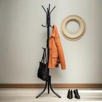 Pirlo Plush Metal Coat Stand With 12 Hooks in Black