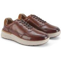 Silver Street London Men's Edgware Casual Lace Up Leather Trainers in Brown | Size: 8