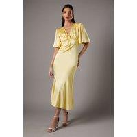 Coast Women's Gathered Bust Tie Front Slip Dress in Yellow | Size: 12