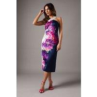 Coast Women's Cross Neck Satin Midi Pencil Dress in Mono | Size: 10