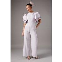 Pleat Ruffle Sleeve Jumpsuit